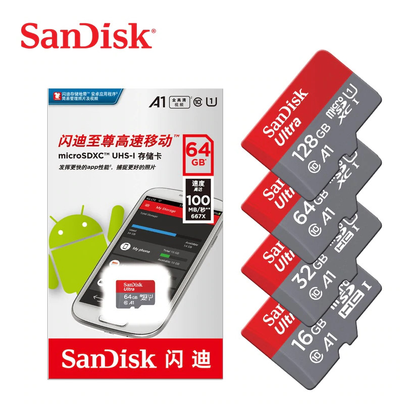 Neuf Sandisk 64Go 128Go 256Go 512Go microSD Cartes mémoires pour