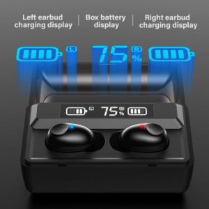 Écouteurs Bluetooth Sidoc T8 TWS  Affichage LED Mini boitier power bank 2200 mAh – Noir