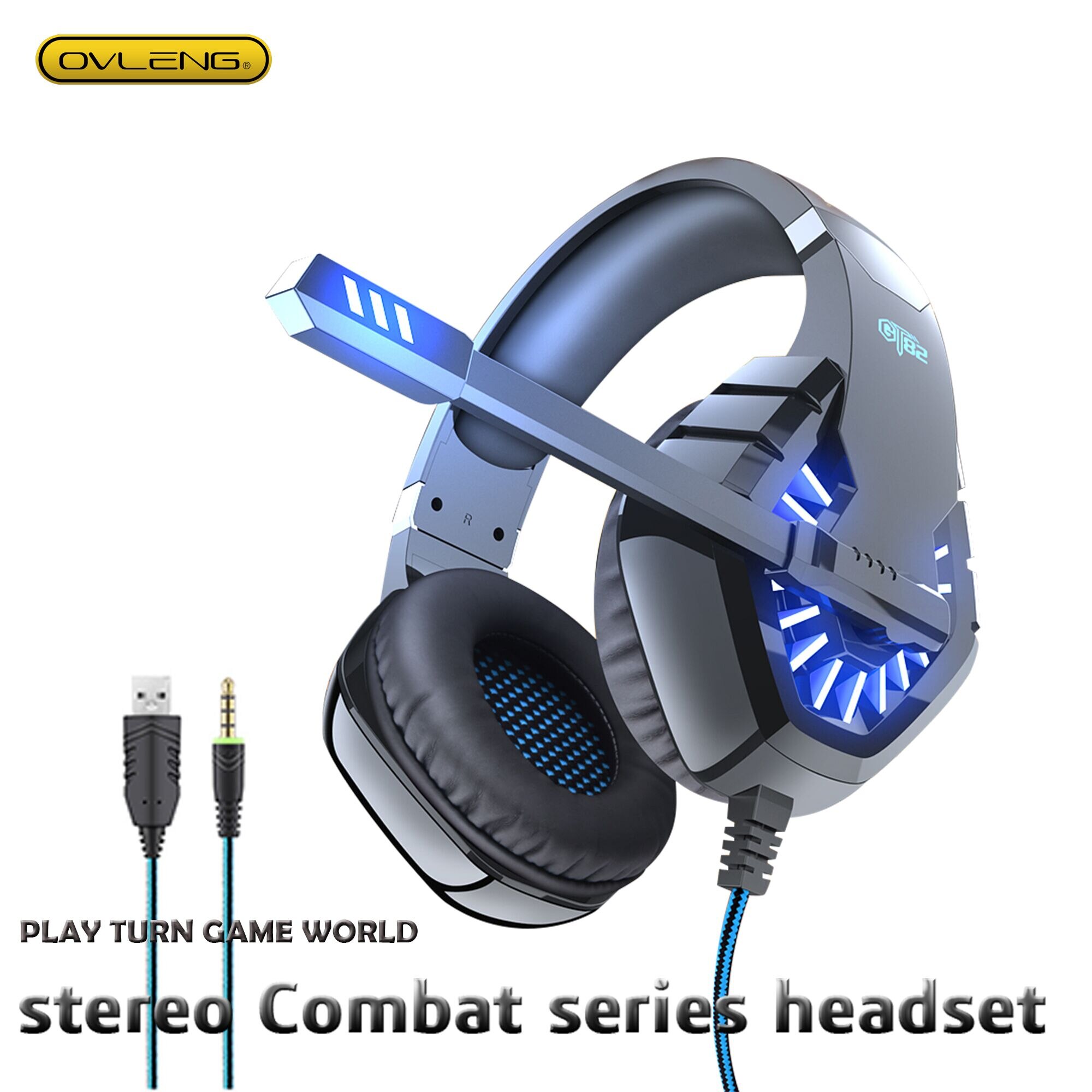 GT82 casque stéréo casque de jeu avec Microphone ordinateur approprié PS4 Mobile OVLENG Usb + 3.5mm réduction du bruit faible Accent