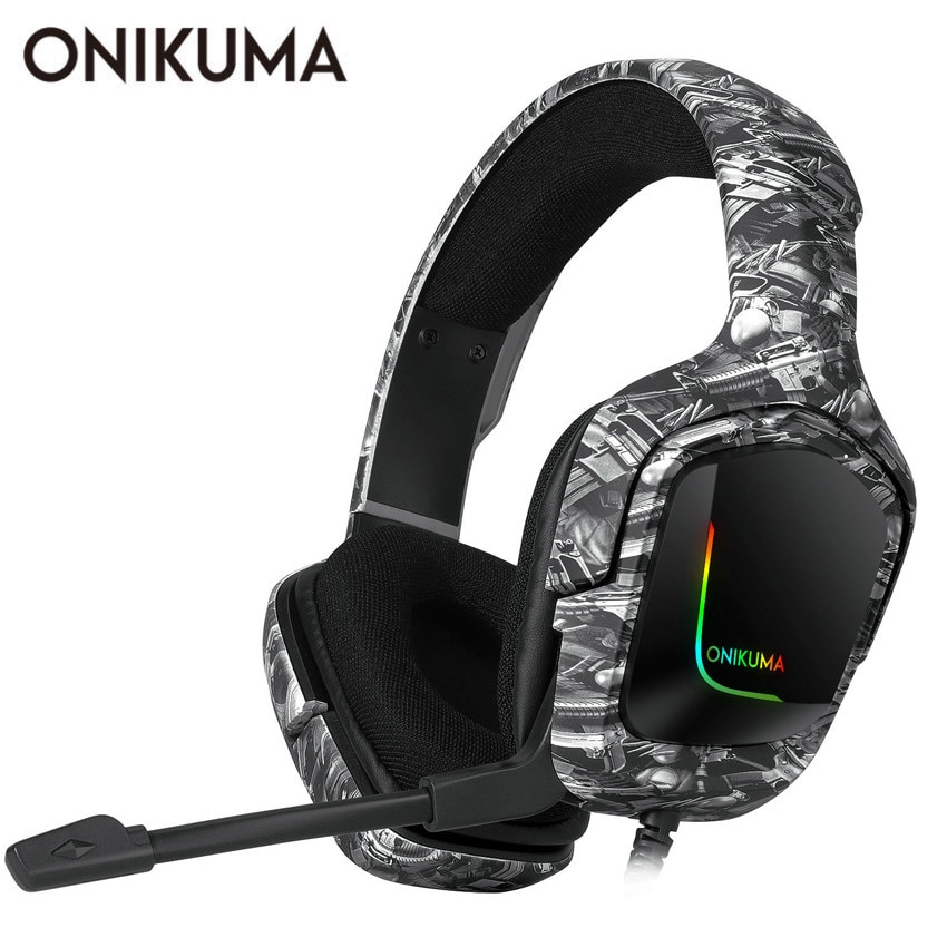 ONIKUMA K20 casque filaire avec Microphone RGB lumière jeux casques antibruit écouteurs pour PS4 Xbox One casque Gamer