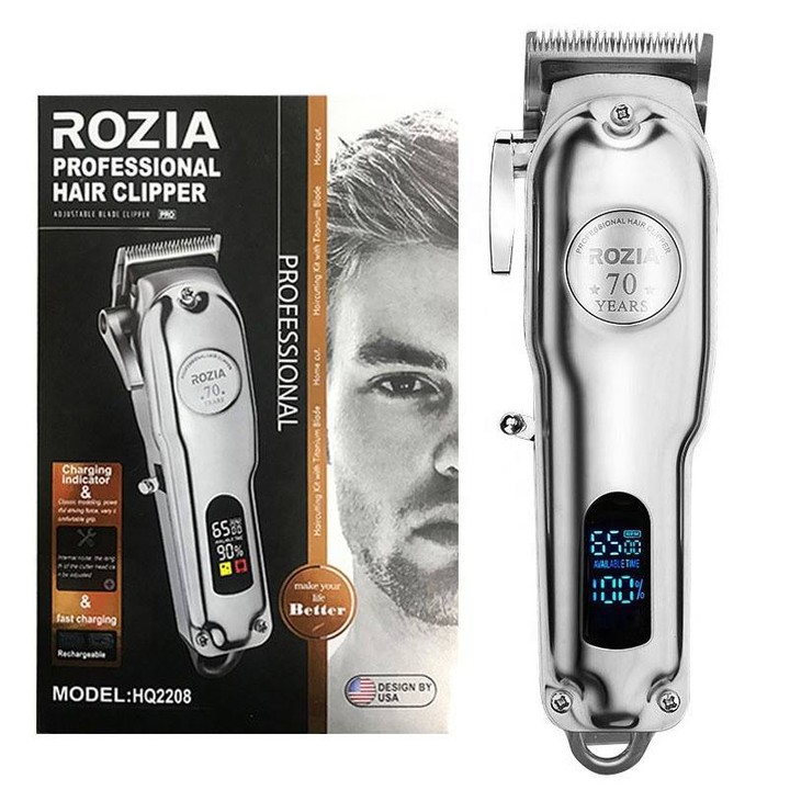 Rozia HQ 2208  Tondeuse à cheveux électrique rechargeable professionnelle, numérique et réglable, LCD, 70 ans, Rechargeable, 2020, Model USA
