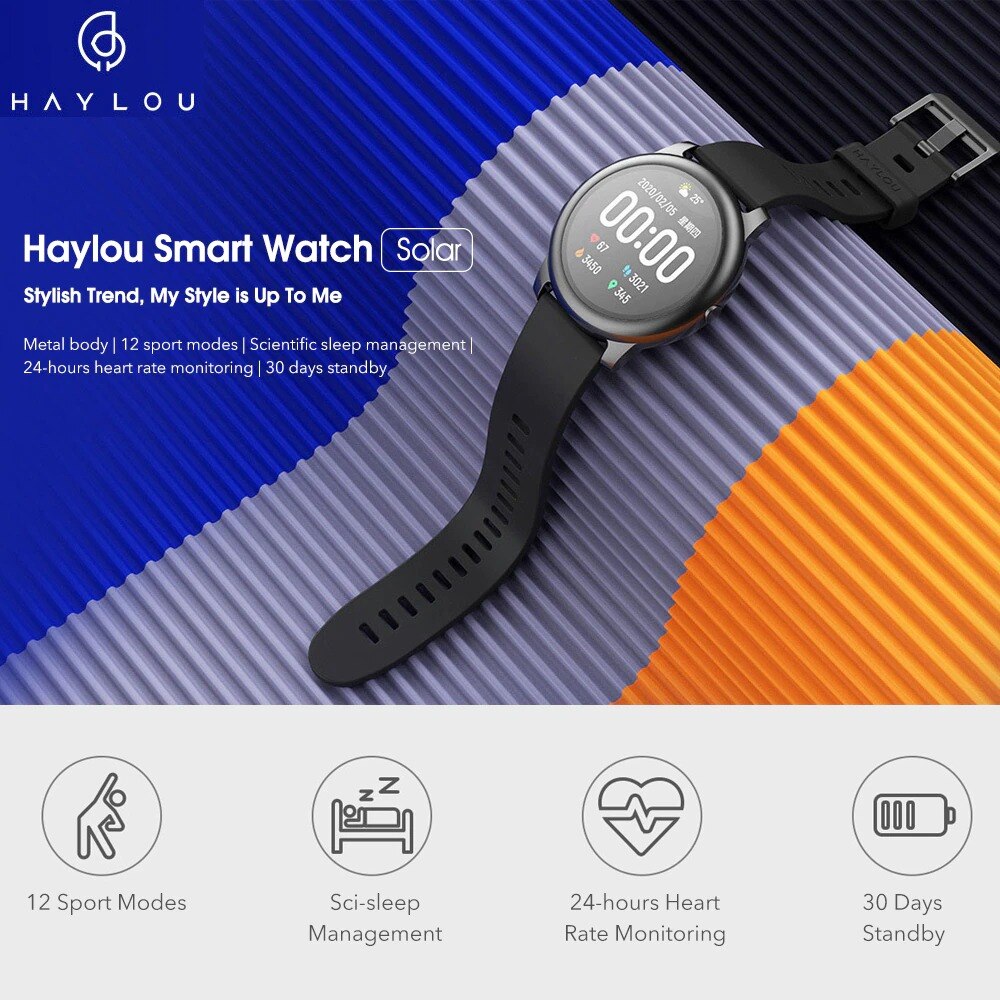 Haylou – montre connectée LS05 par Xiaomi YouPin, bracelet solaire, en métal, avec moniteur de fréquence cardiaque et de sommeil, étanche IP68, Version globale pour iOS et Android