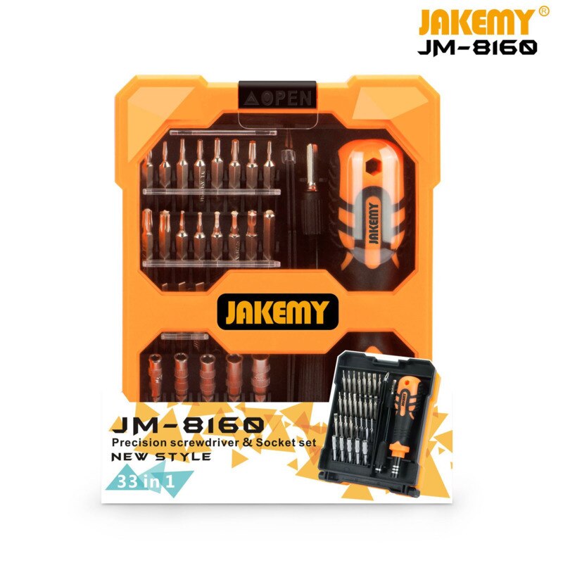 JAKEMY – outil à main multifonction 33 en 1, bricolage, tournevis de précision avec jeu de douilles pour réparation de tapis de jeu pour téléphone portable et ordinateur portable