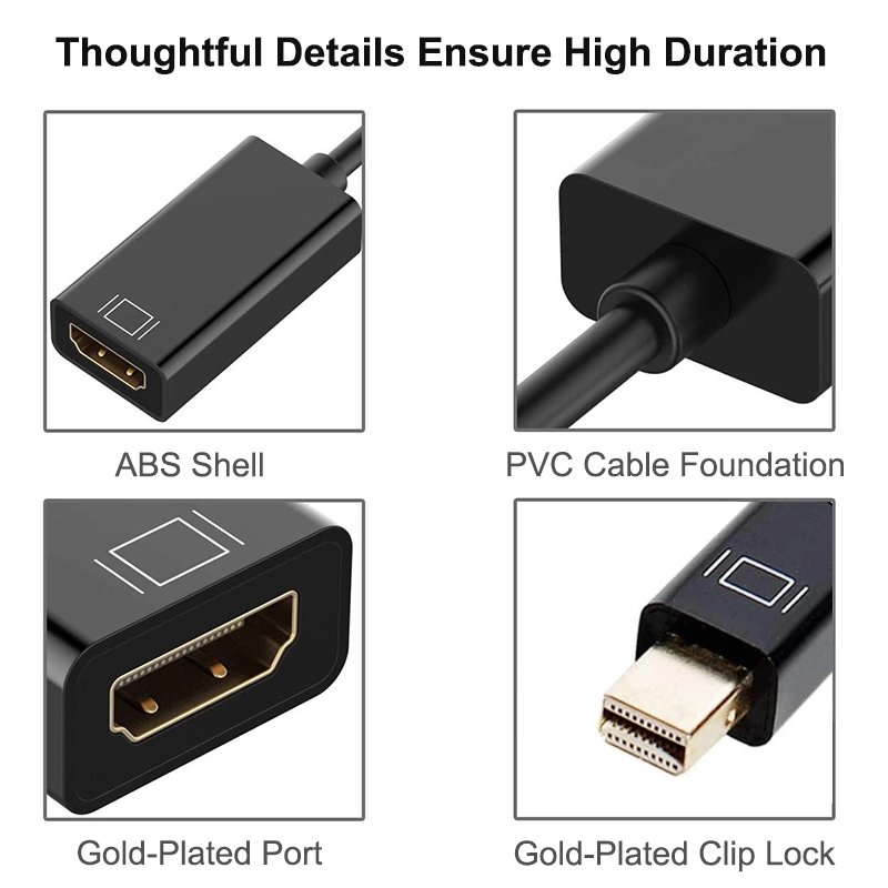 Adaptateur Mini Display port vers HDMI Convertisseur 4K Thunderbolt 2 HDMI pour MacBook Air 13 iMac Chromebook Mini DP vers HDMI Adaptateur