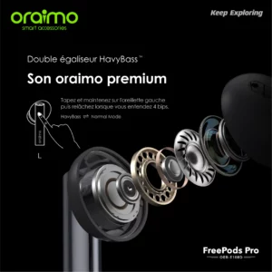 Oraimo FreePods Pro Écouteurs Bluetooth avec Noise Cancellation