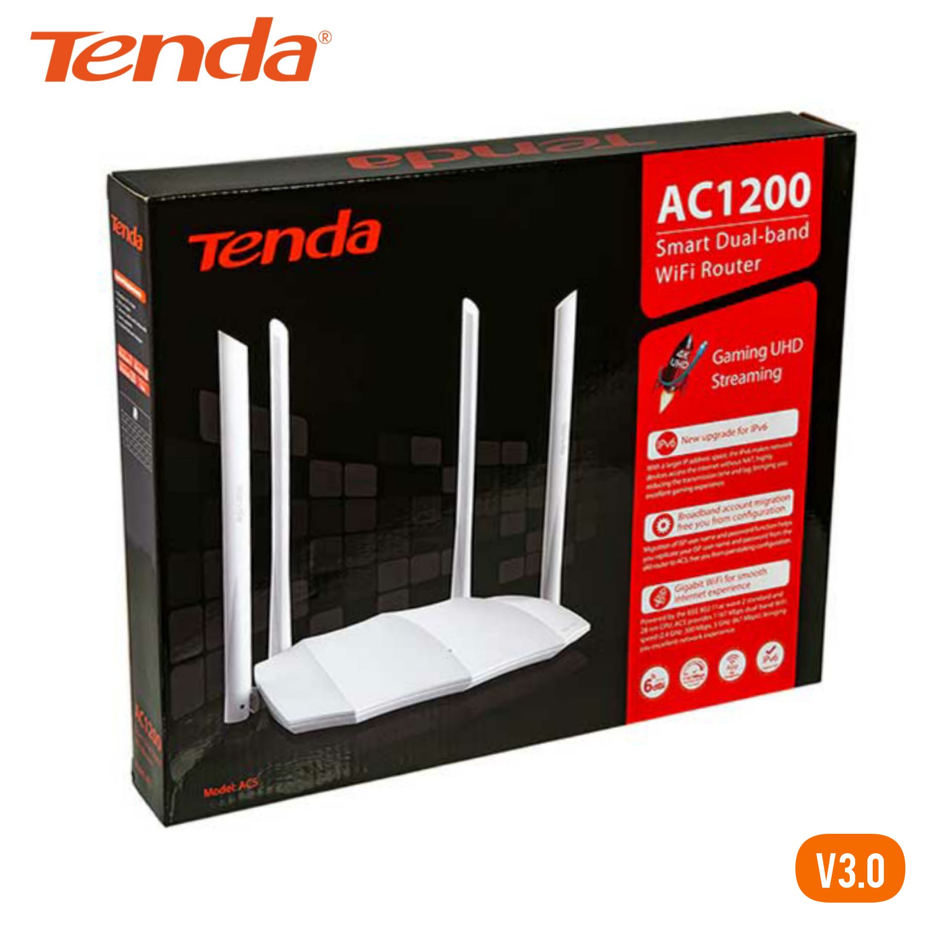 Routeur Tenda AC5 pour fibres optiques AC1200 à double Band 2.4Ghz 5Ghz Point d’acces WiFi