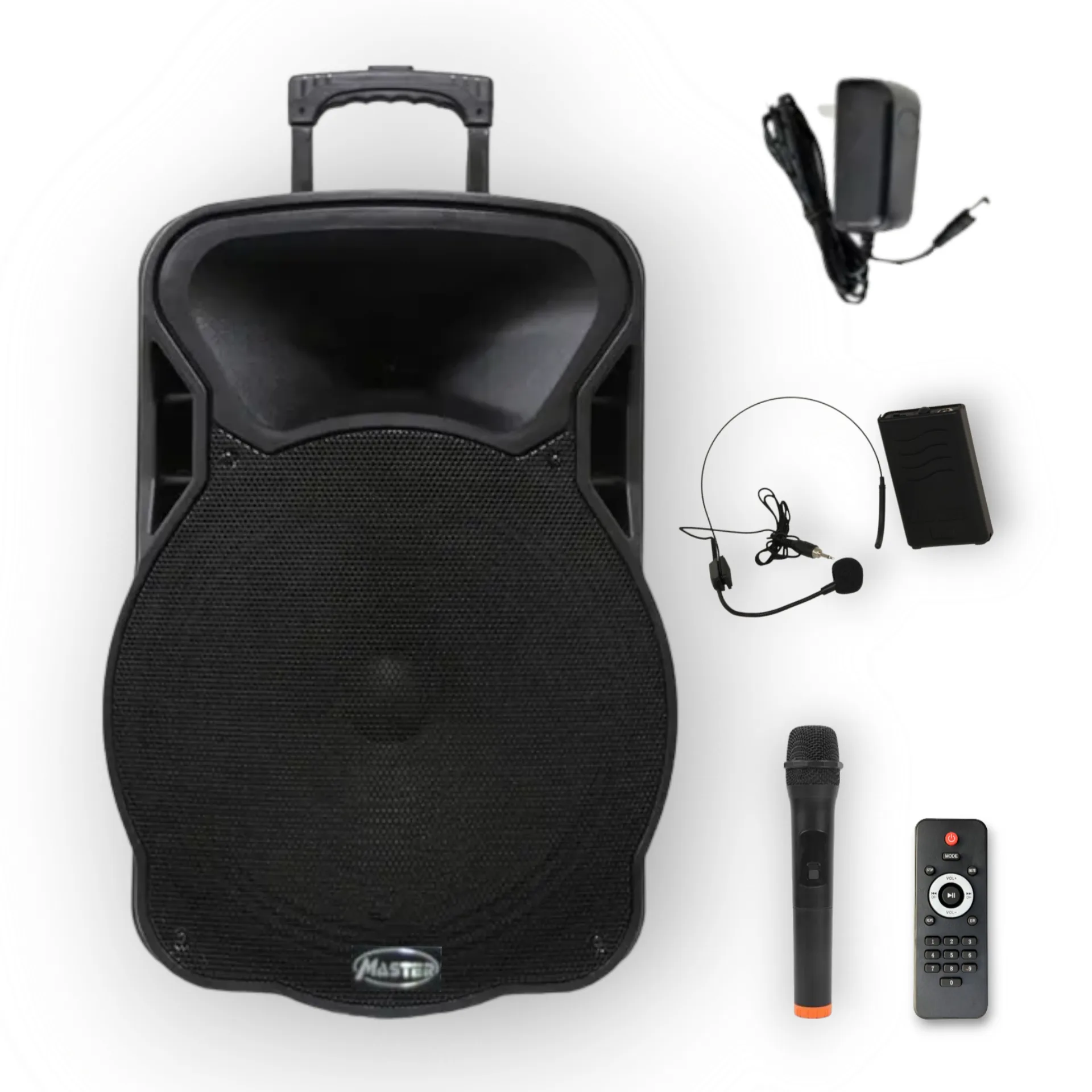 Haut parleur portable Master de 250 Watt, avec 2 microphones sans fil