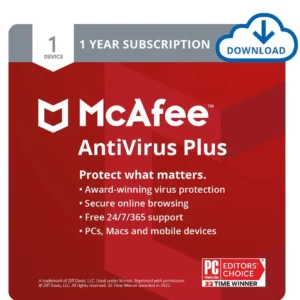 McAFee antivirus plus 1 an 1 appareil