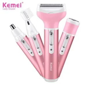 Kemei KM-6637 Rasoir Électrique 4 en 1 Rechargeable Tondeuse À Cheveux pour Femmes Épilation Machine Épilateur Tondeuse Rasoir