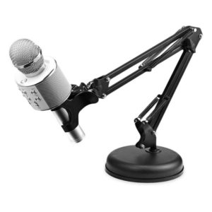 Support de microphone métallique flexible à bureau pour micro et smartphone