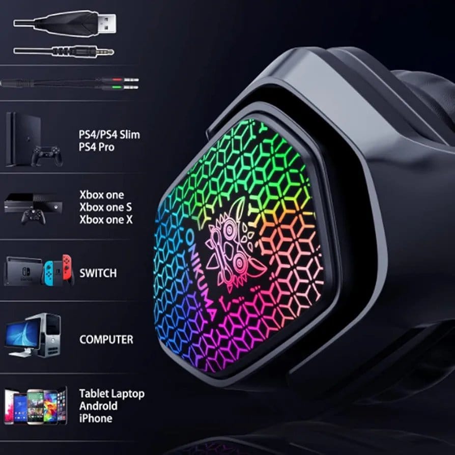 Casque Gaming ONIKUMA X3 RGB avec Micro Anti-Bruit - Son Surround Stéréo 50mm - Compatible PC PS4 Xbox Switch Mobile - Livraison Maroc – Image 3