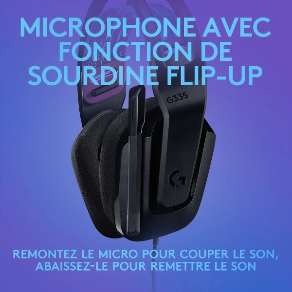 Casque Gaming Logitech G335 Noir - Filaire Léger 240g | Prix Maroc | Micro Discord Certified | PC PS4 Xbox – Image 2