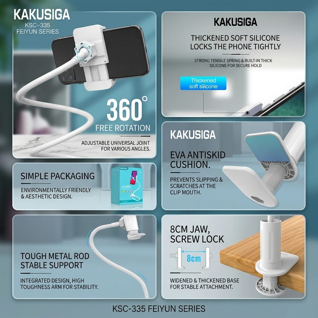 KAKUSIGA Lazy Bracket à table bureau ou lit Flexible Support smartphone – Image 5