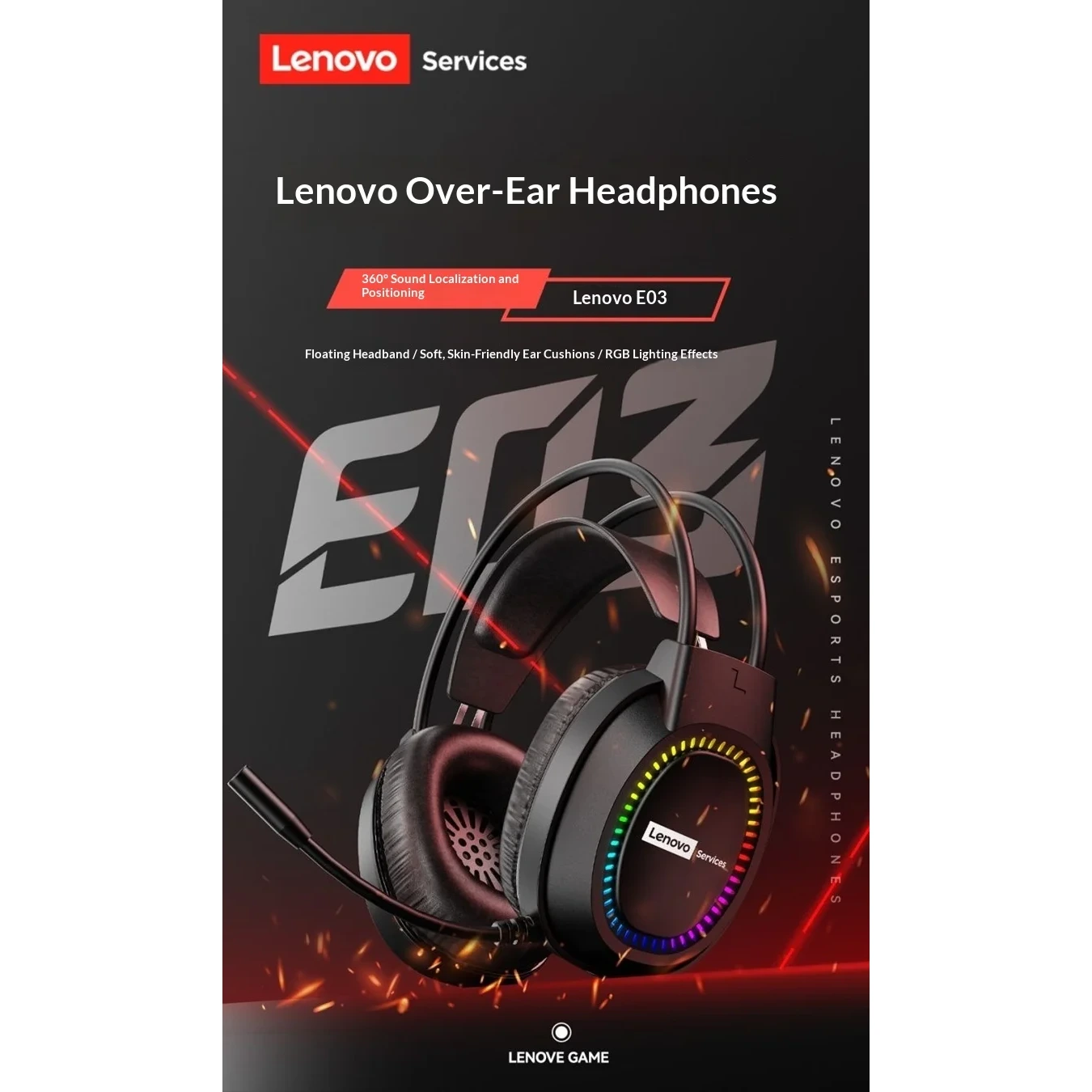 Lenovo E03 Casque Gaming Filaire USB Son Surround 7.1 RGB – Image 13