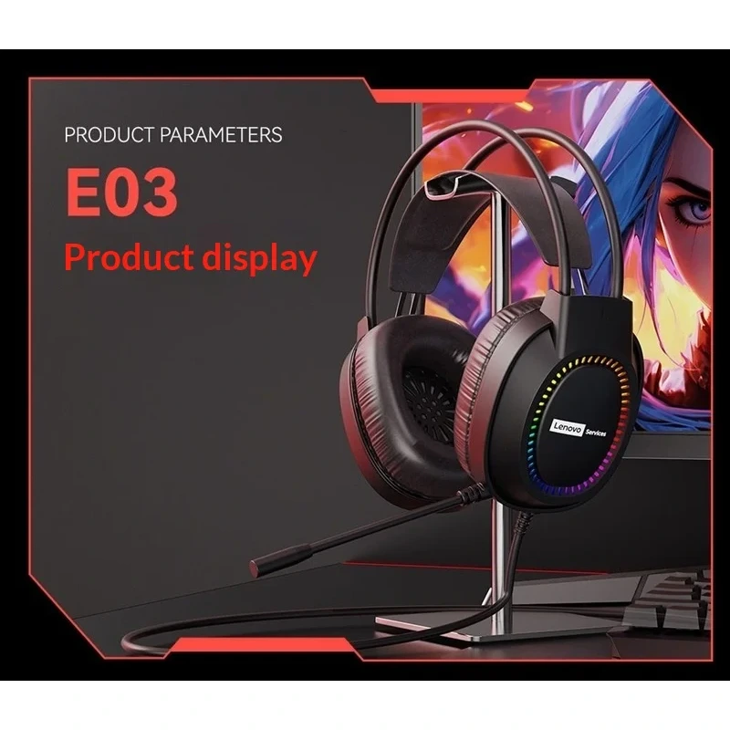 Lenovo E03 Casque Gaming Filaire USB Son Surround 7.1 RGB – Image 2