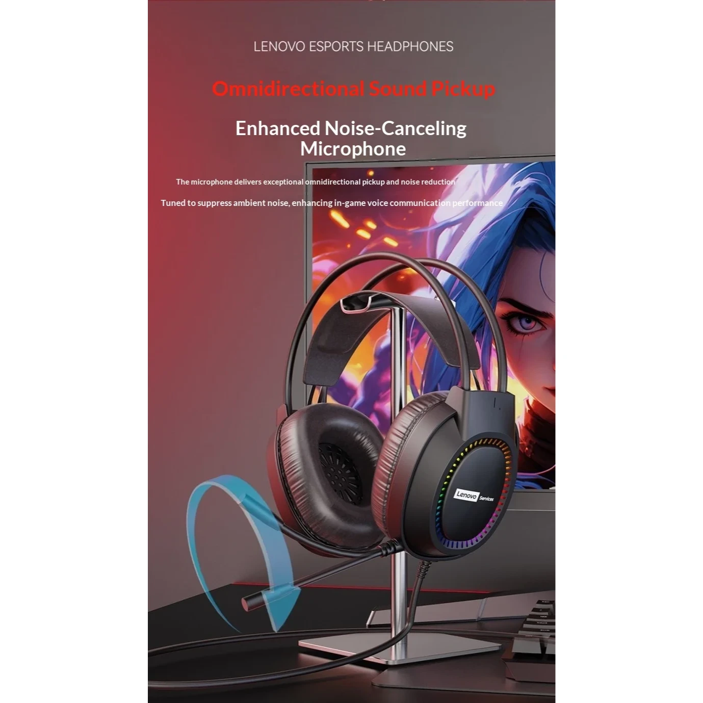 Lenovo E03 Casque Gaming Filaire USB Son Surround 7.1 RGB – Image 7
