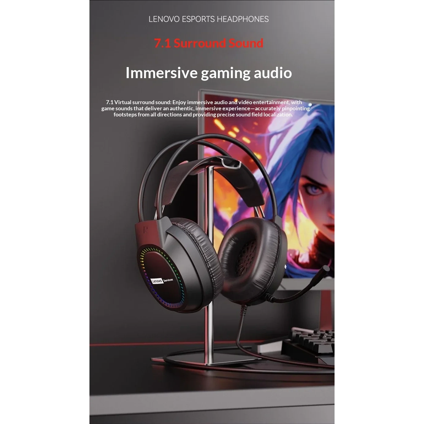 Lenovo E03 Casque Gaming Filaire USB Son Surround 7.1 RGB – Image 11