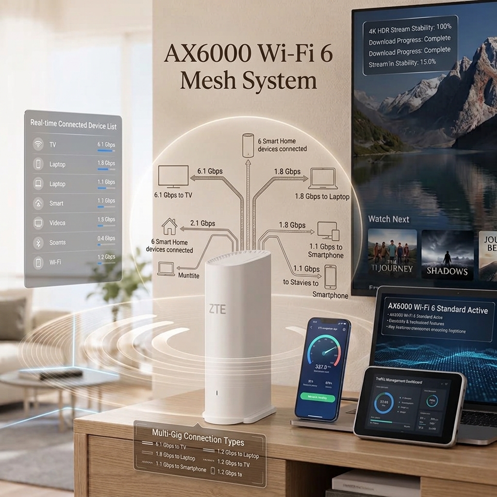 ZTE ZXHN H3601P Wi-Fi 6 AX3000 EasyMesh Routeur Dual-Band – Image 2